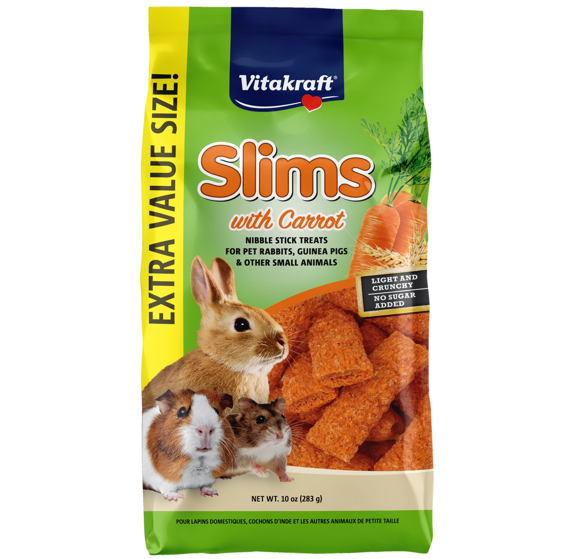 Vitakraft Slims Small Animal Treats - Carrot - Crispy Nibble Stick Treat -  10 oz
