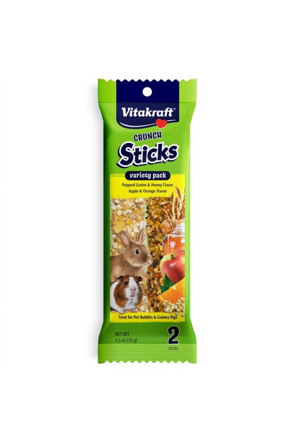 Crunch Sticks Rabbit & Guinea Pig Treats Variety Pack - Popped Grains & Apple - 2 Pack