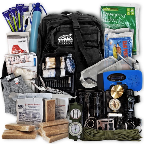 Vital 72 Hour Emergency Survival Kit for Family - Bug Out Bag for Hurricanes, Floods, Tornadoes or Other Disasters - 72 Hour Kit of Food & Water for 2 Per Bag