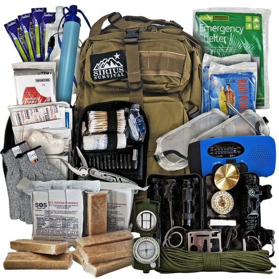 Vital 72 Hour Emergency Survival Kit for Family - Bug Out Bag for Hurricanes, Floods, Tornadoes or Other Disasters - 72 Hour Kit of Food & Water for 2 Per Bag