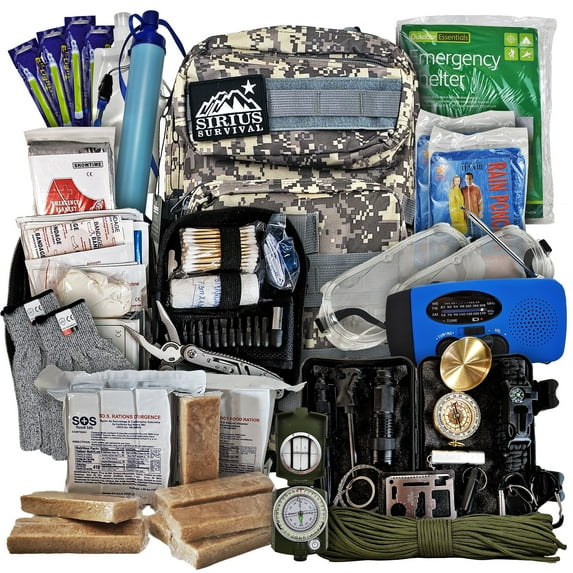 Vital 72 Hour Emergency Survival Kit for Family - Bug Out Bag for Hurricanes, Floods, Tornadoes or Other Disasters - 72 Hour Kit of Food & Water for 2 Per Bag