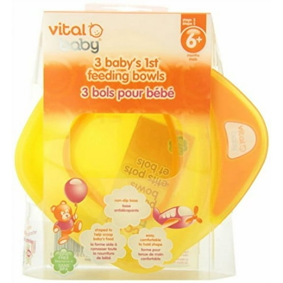 Vital Baby Babys 1st Feeding Bowls, Orange - 2 Packs Of 3 Count = 6 Count