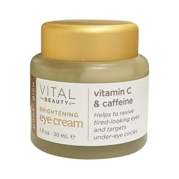 Vital Beauty Power Glow Brightening Anti-aging Eye Cream Vitamin C/Caffeine 1 oz