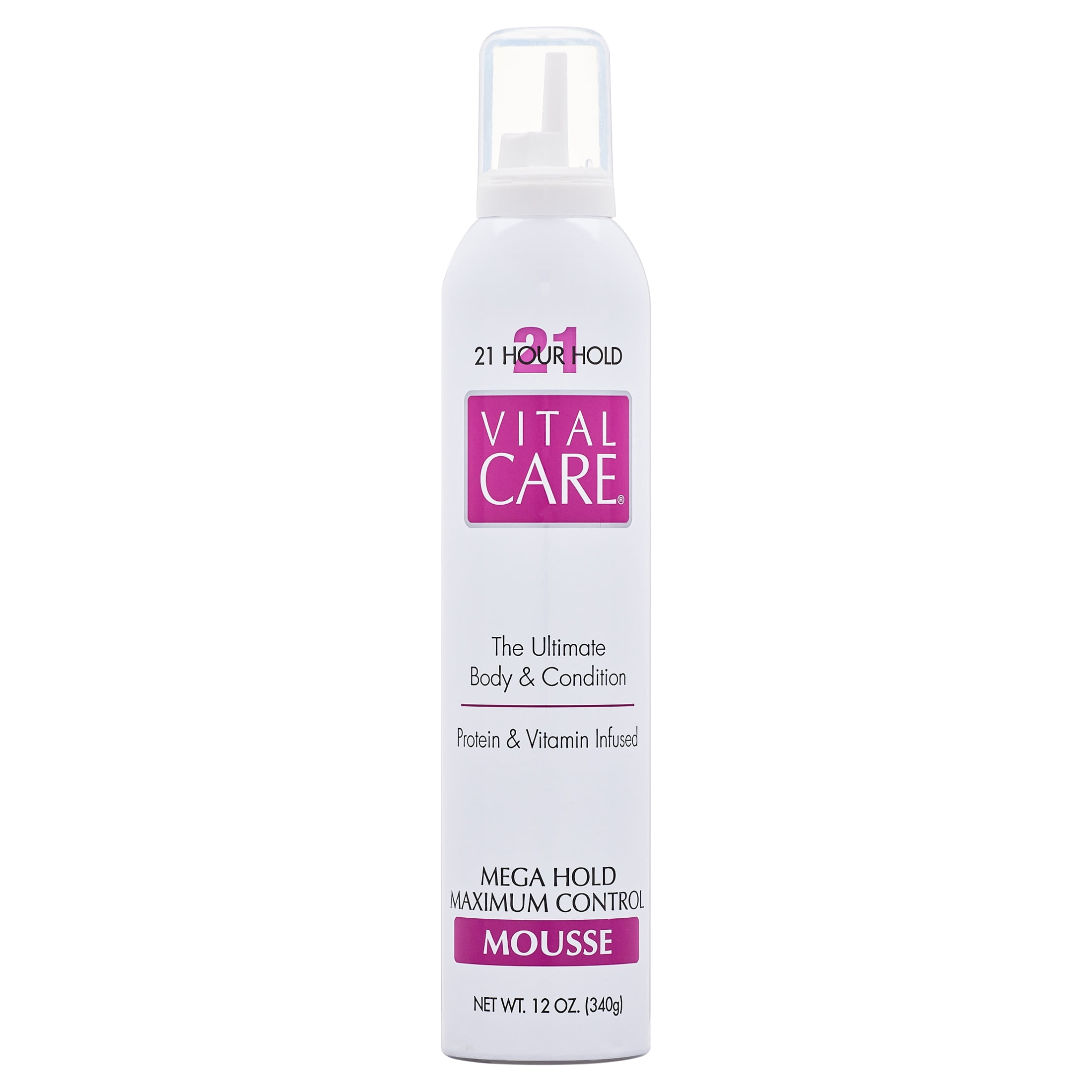 Vital Care Mega Hold Mousse, Maximum Control, 21-Hour Hold, 12 oz