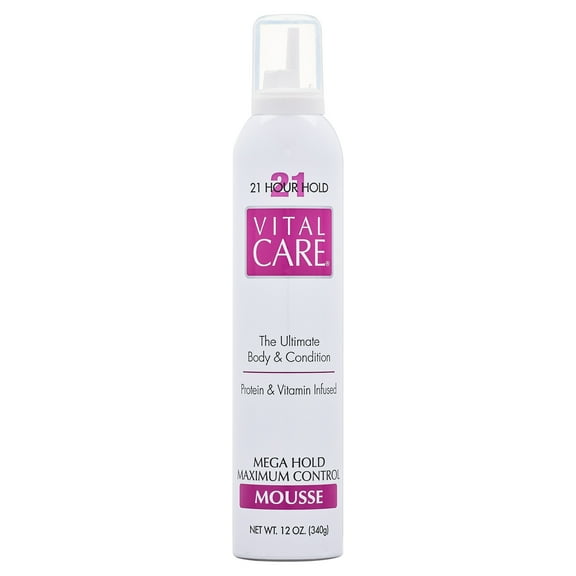 Vital Care Mega Hold Mousse, Maximum Control, 21-Hour Hold, 12 oz