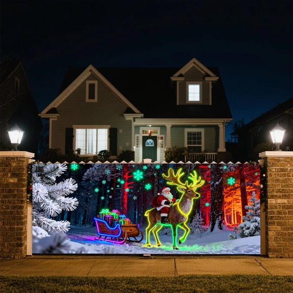 Vital Cozy Christmas Garage Door Cover with Led String Light Red Large Xmas Garage Door Banner Backdrop （70X157 Ft）