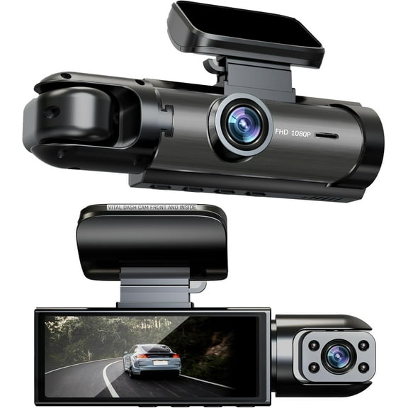 Vital Dashcam Pro 2025 Dash Cam Front and Rear Camera for Cars Dual Car Camera with Night Vision, G-Sensor 24/7 Parking Surveillance, Loop Recording, Wide Angle Easy Setup Vital Dash Cam Pro 2025 FHD
