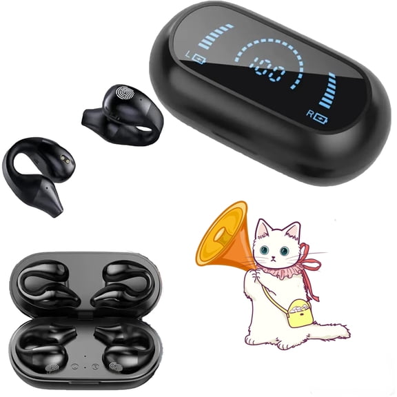 Vital Earbuds Pro, Morrat Ear Clip Headphones, 2025 New Upgraded Wireless Ear Clip Bone Conduction Headphones, Vital Earbuds Pro Open-Ear Comfort, Crystal-Clear Sound (Black)