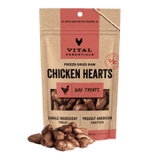 Vital Essentials Chicken Hearts Dog Treats, 1.9 oz | Freeze-Dried Raw | Single Ingredient | Training Treats or Meal Toppers