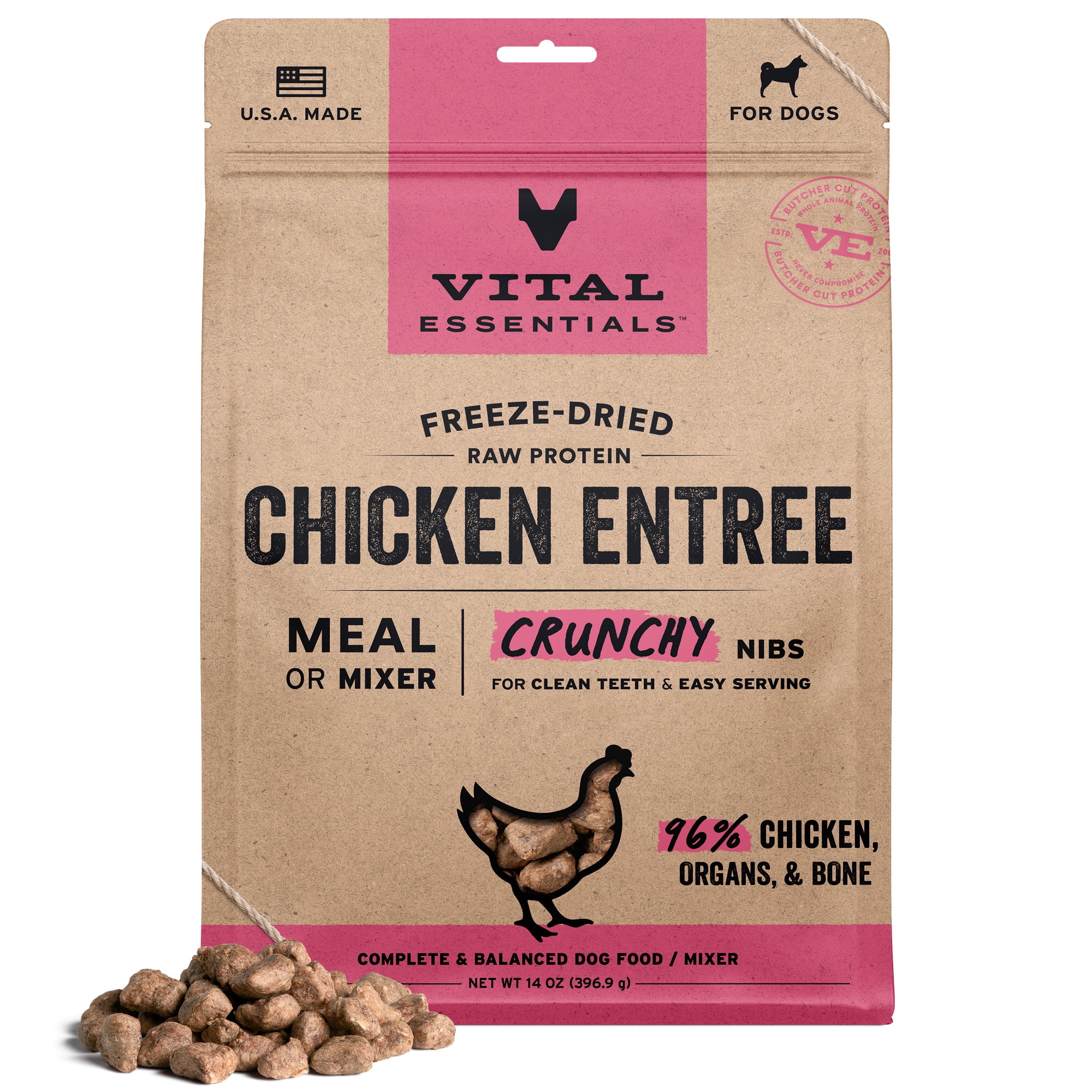 Vital Essentials Freeze-Dried Raw Dog Food, Chicken Mini Patties