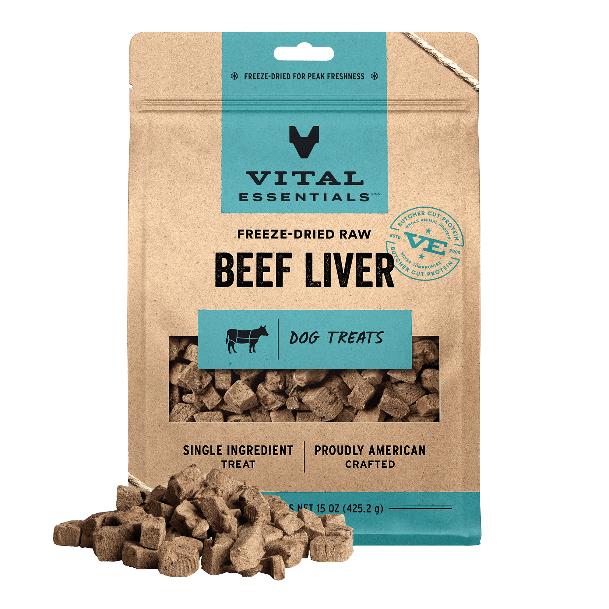 Vital Essentials Freeze Dried Dog Treats | Beef Liver, Single Ingredient | Grain Free Training Treats for Dogs, 15 oz bag