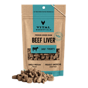 Vital Essentials Beef Liver Dog Treats, 2.1 oz | Freeze-Dried Raw | Single Ingredient | Training Treats or Meal Toppers