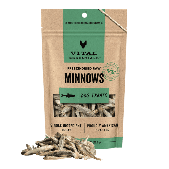 Vital Essentials Minnows Dog Treats, 1 oz | Freeze-Dried Raw | Single Ingredient | Training Treats or Meal Toppers