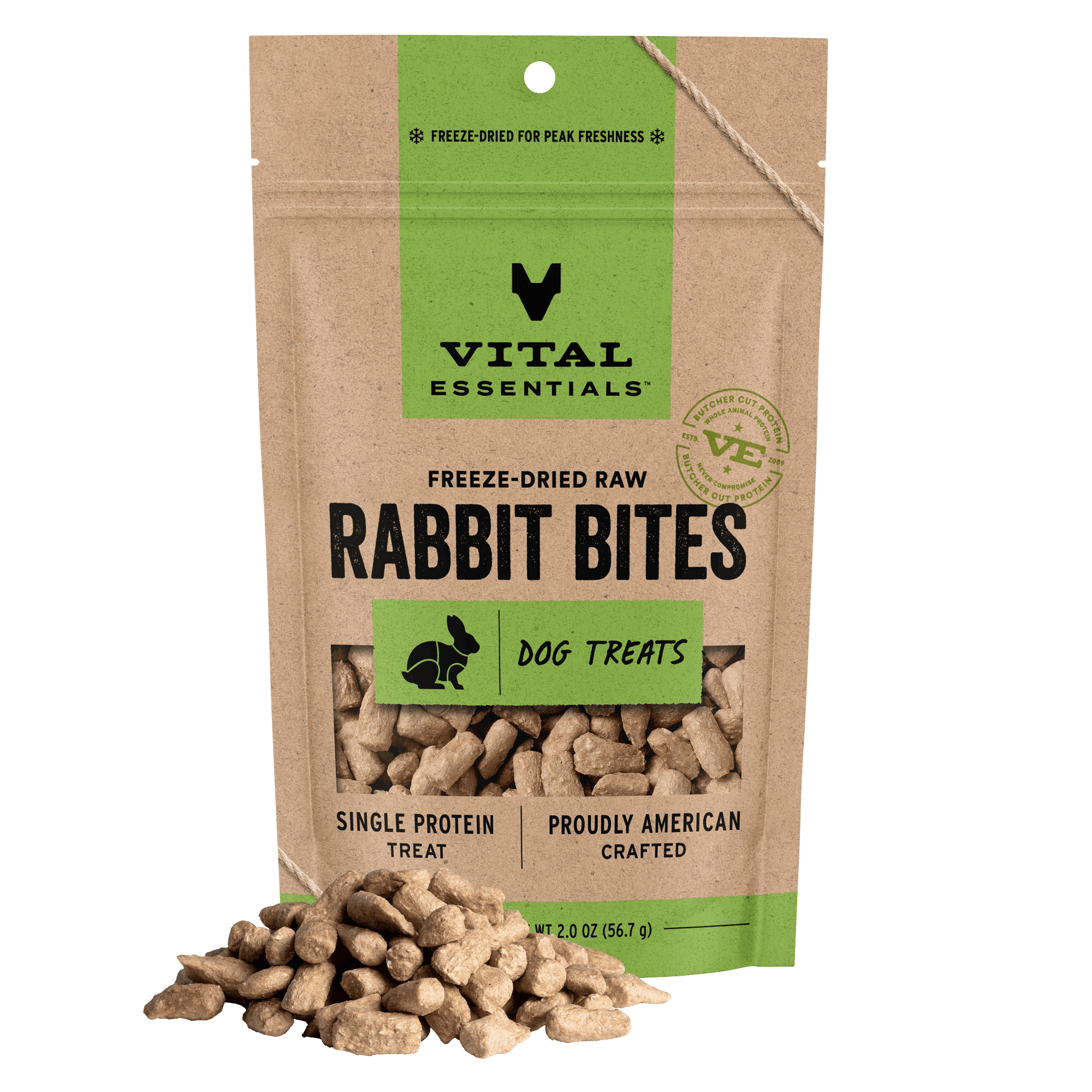 Vital Essentials Rabbit Bites Dog Treats, Freeze-Dried Raw, Single ...