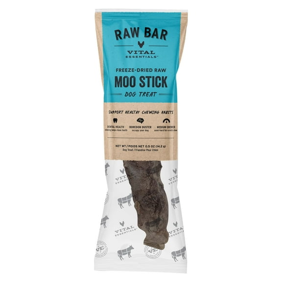 Vital Essentials Freeze-Dried Raw Moo Stick Dog Treat & Natural Chew, 1-Pack | Single Ingredient Dog Treat For Medium Chewers