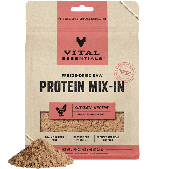 Vital Essentials Protein Mix-In Freeze-Dried Raw Chicken Recipe Ground Dog Food Topper, 6-oz bag