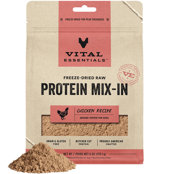 Vital Essentials Protein Mix-In Freeze-Dried Raw Chicken Recipe Ground Dog Food Topper, 6-oz bag