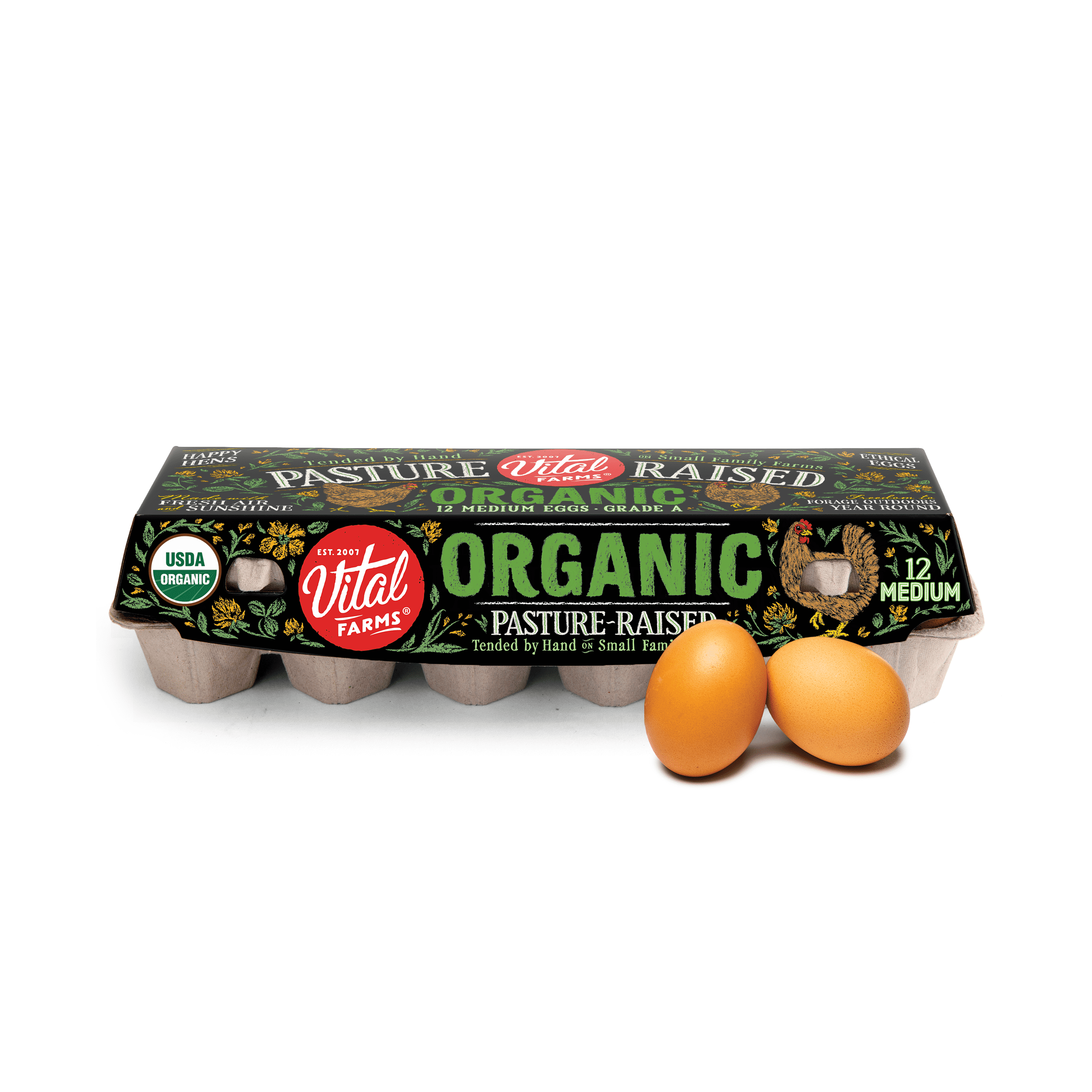 Vital Farms Organic Pasture Raised Grade A Medium Brown Eggs, 12 Count