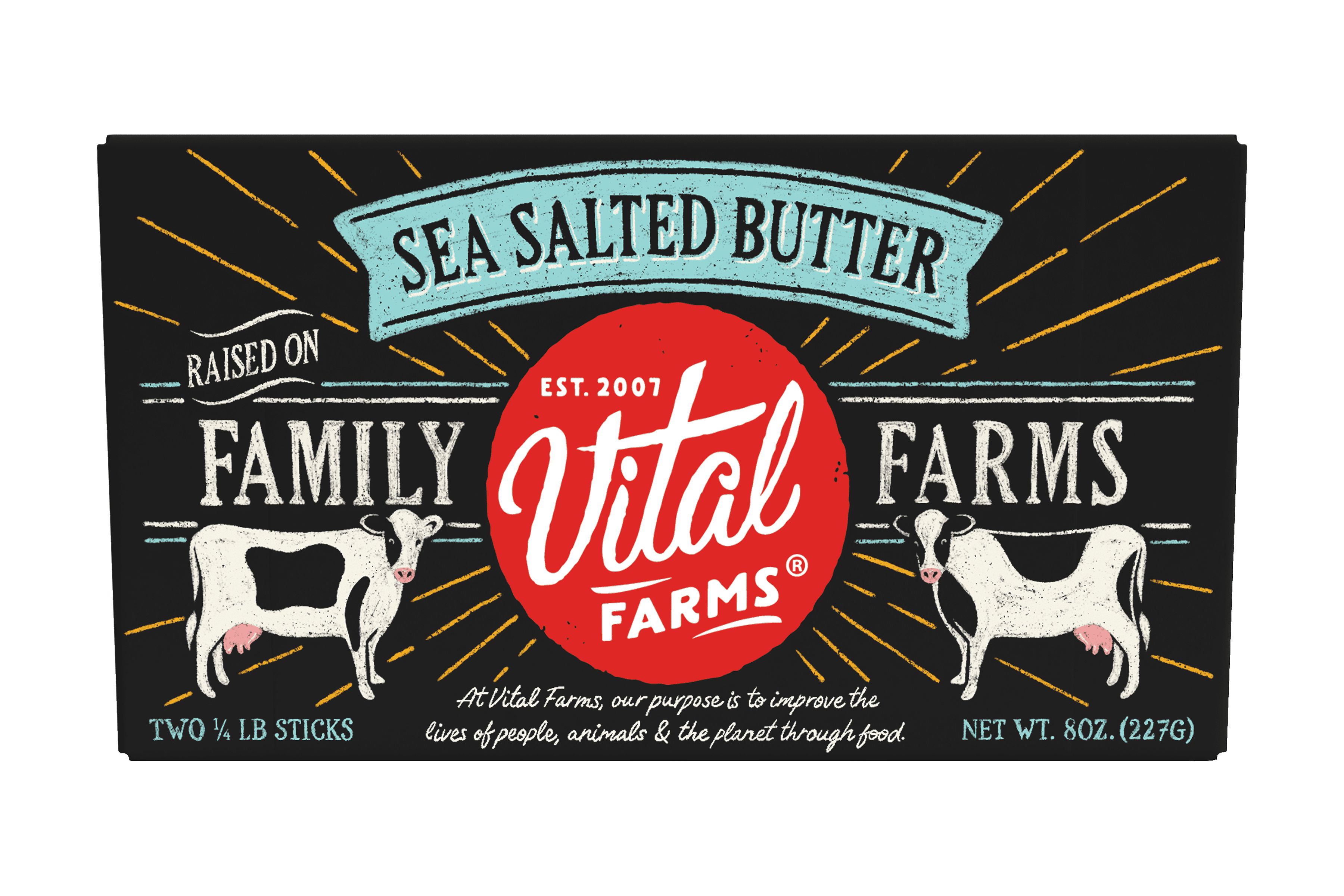 Vital Farms Salted Stick Butter, 8 oz, 2-Pack Carton of 4 oz Sticks