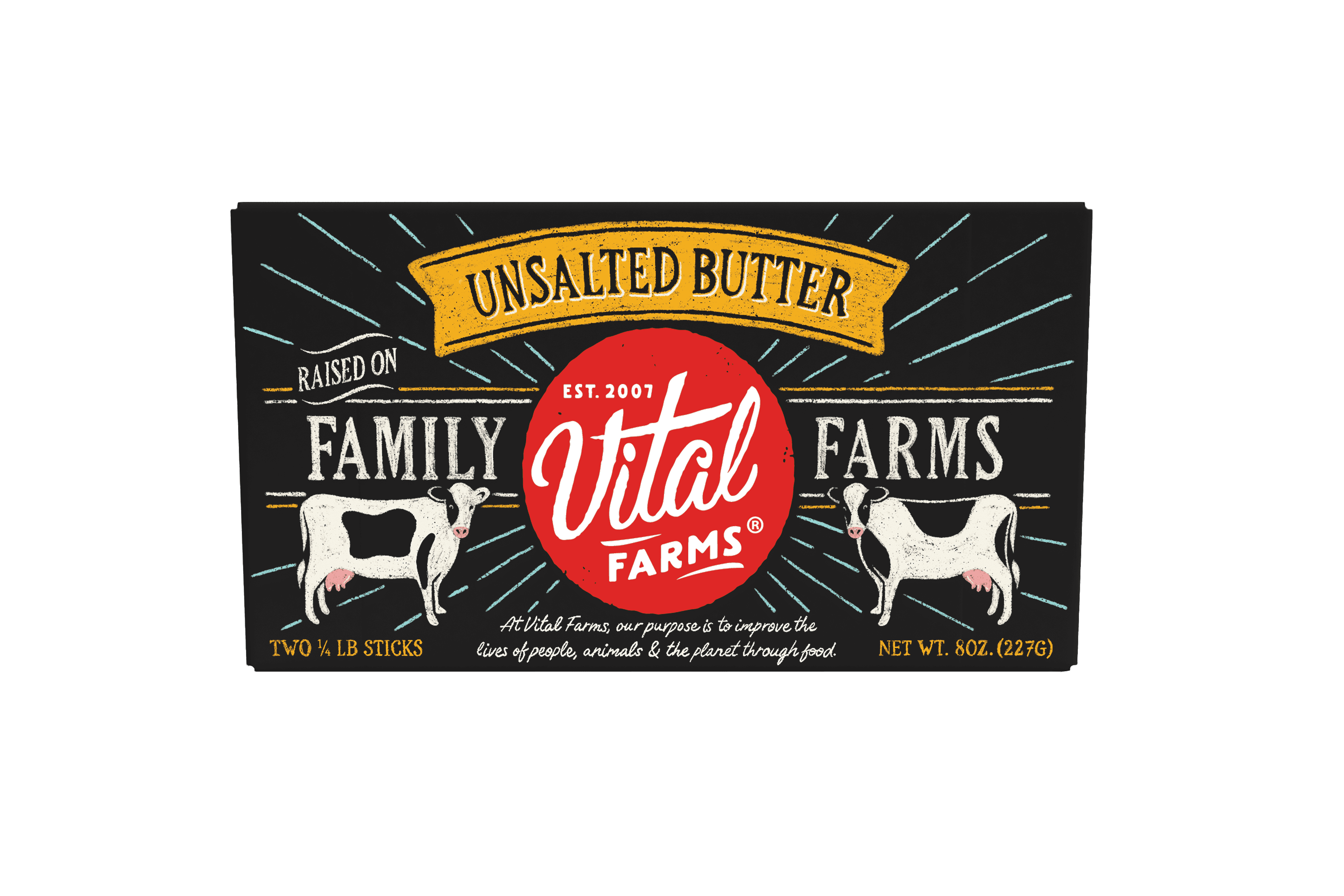 Vital Farms Unsalted Butter, 8 oz, 2 Sticks of Butter Per Carton