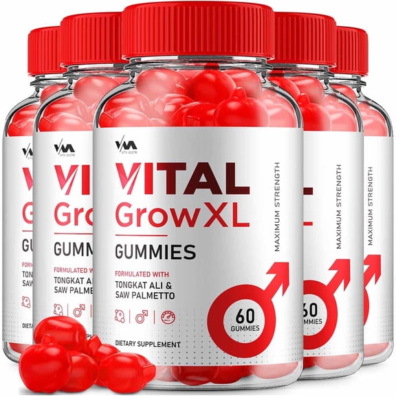 Vital Grow XL Gummies for Men  VitalGrowXL Maximum Performance, Vital GrowXL Overall Daily Health, 5 Pack, 300 Gummies