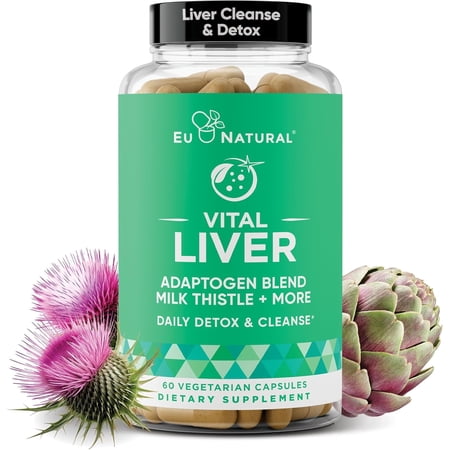 Eu Natural Vital Liver Cleanse Detox 9-in-1 Liver Support Optimal Liver Function & Digestive Health 60 Vegetarian Capsules