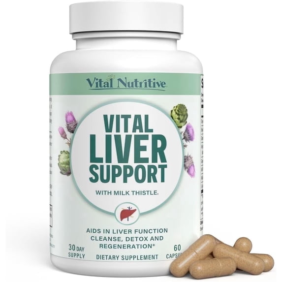 Vital Liver Support – Daily Liver Wellness Supplement – 9-in-1 Plant-Based Formula with Milk Thistle – Supports Liver Health