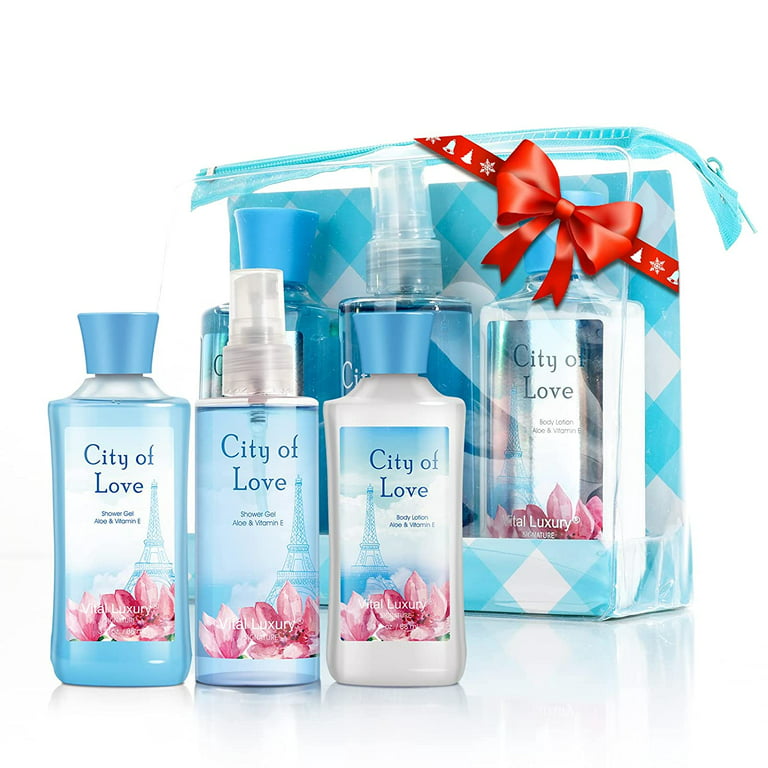 Vital Luxury Bath & Body Care Gift Travel Set - with Body Lotion, Shower  Gel and Fragrance Mist - City of Love