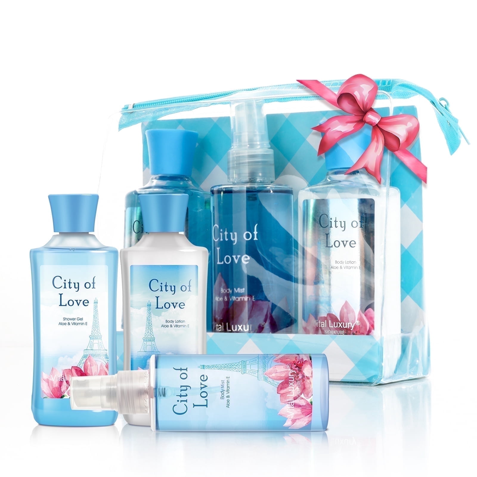 Vital Luxury Bath Body Set, Cotton Candy Scent, Travel Spa Kit