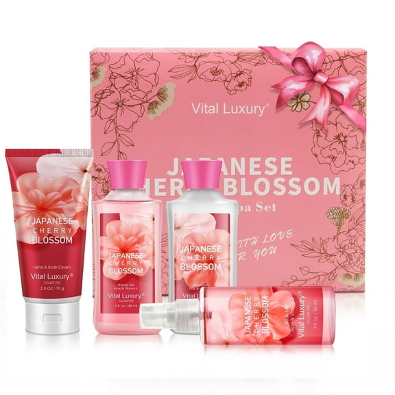 Vital Luxury Bath and Body Gifts Set-Japanese Cherry Blossom(Unisex)-Shower Gel,Lotion,Mist,Hand Cream
