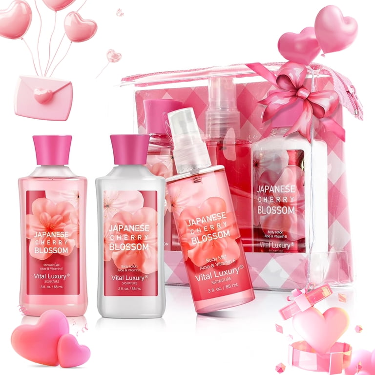 Vital Luxury Japanese Cherry Blossom Bath Set 3 Pcs Shower Gel