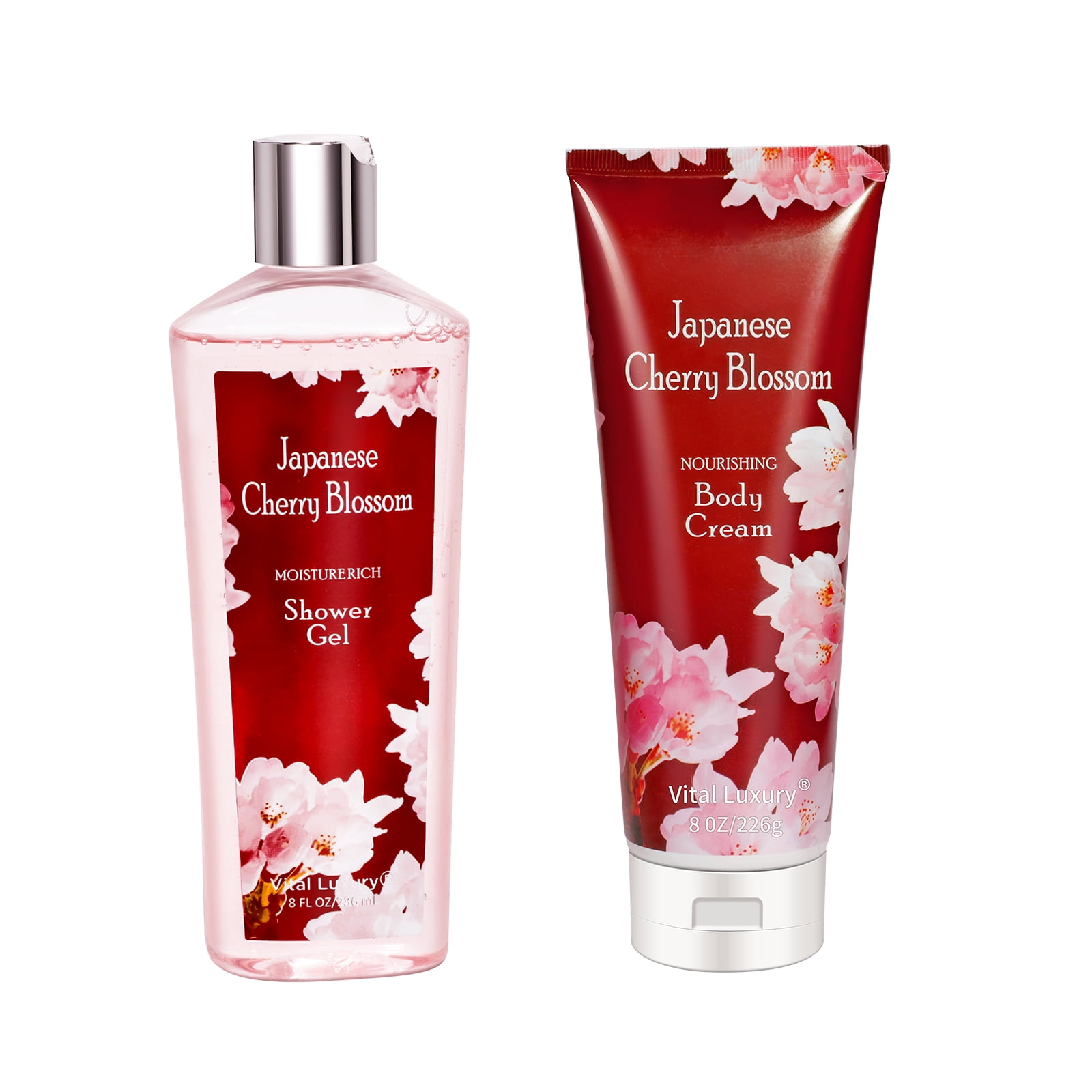 Vital Luxury Shower Gel&Body Cream Gift Set,Japanese Sakura Scent
