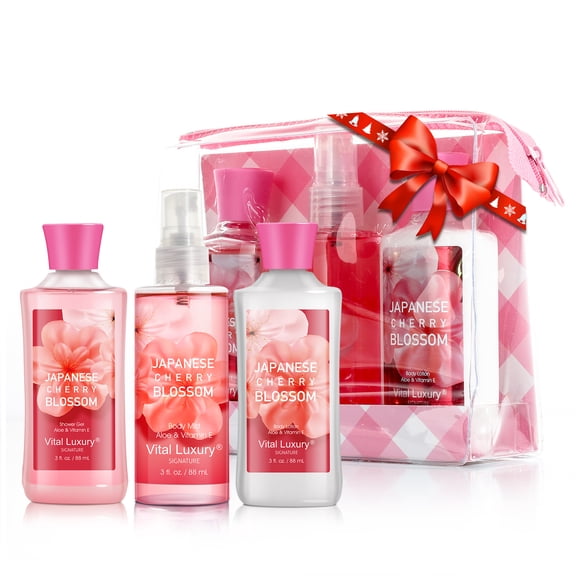 Vital Luxury Travel Size Bath & Body Set, Japanese Cherry Blossom, 3 Piece, 3 fl oz