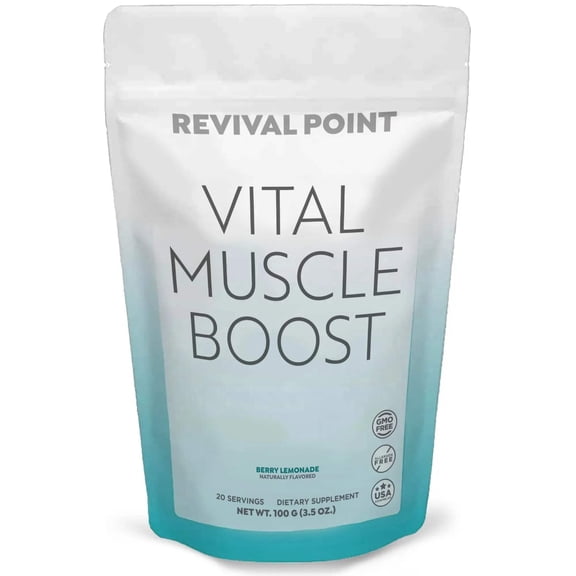 Vital Muscle Boost HMB Supplement Supports Lean Muscle and Aging Muscles - Revival Point - 1 Month Supply - Berry Lemonade Powder Flavor