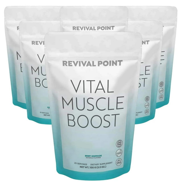 Vital Muscle Boost HMB Supplement Supports Lean Muscle and Aging Muscles - Revival Point - 6 Month Supply - Berry Lemonade Powder Flavor