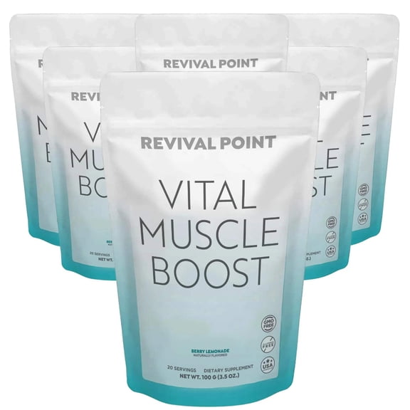 Vital Muscle Boost HMB Supplement Supports Lean Muscle and Aging Muscles - Revival Point - 6 Month Supply - Berry Lemonade Powder Flavor