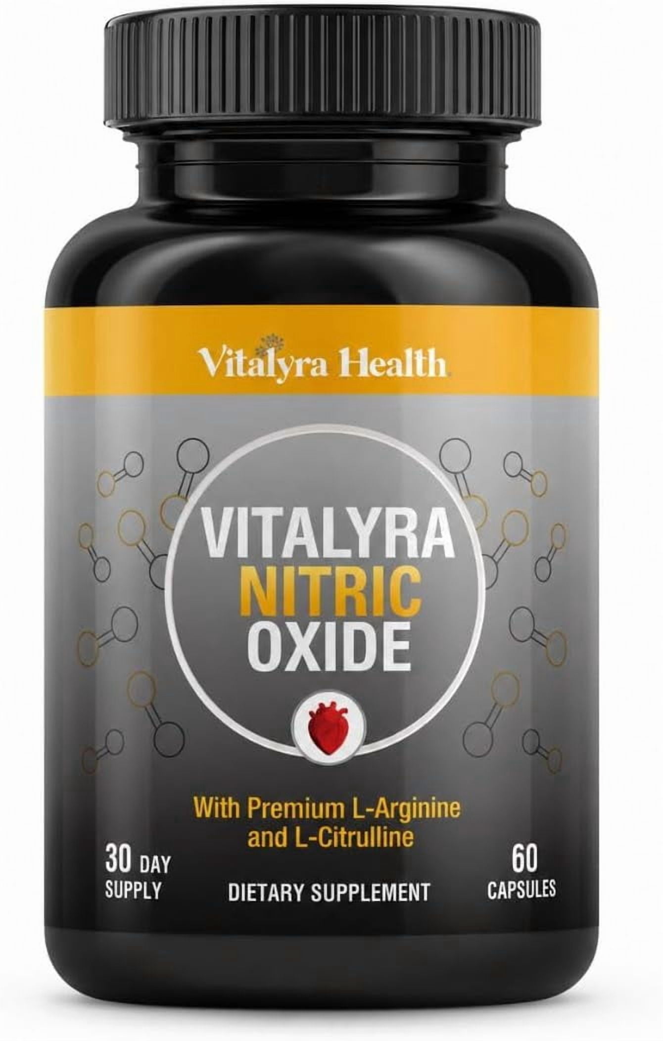 Vitalyra Nitric Oxide Supplement for Men with L-Arginine & L-Citrulline, Blood Flow Support, 60 Capsules