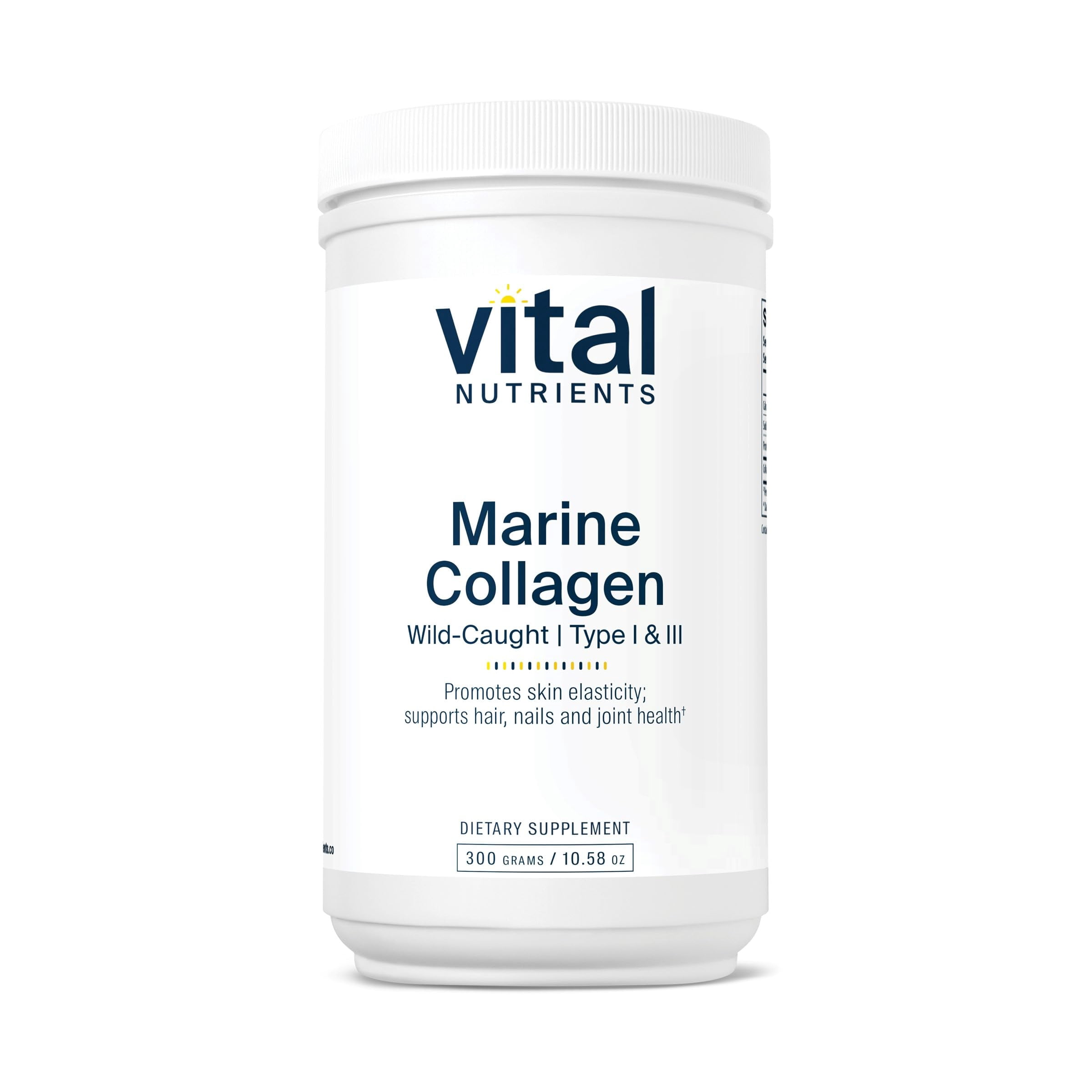 Vital Nutrients Marine Collagen Powder Unflavored | Hair, Skin, Nails, & Joint Support | Type I & III Collagen Powder Supplement from Wild-Caught Fish | Gluten, Dairy, Soy Free | 300 Grams