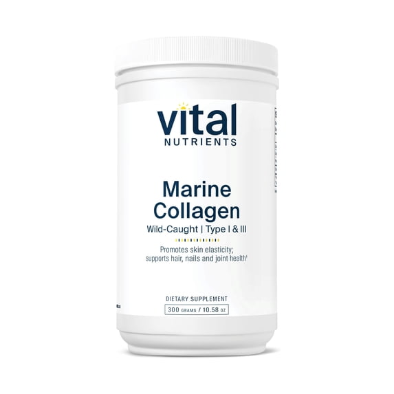 Vital Nutrients Marine Collagen Powder Unflavored | Hair, Skin, Nails, & Joint Support | Type I & III Collagen Powder Supplement from Wild-Caught Fish | Gluten, Dairy, Soy Free | 300 Grams