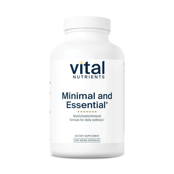 Vital Nutrients Minimal and Essential Multivitamin | Vegetarian One per Day Multi Vitamin, Mineral, & Antioxidant Supplement | Iron-Free | Gluten, Dairy, Soy Free | Non-GMO | 180 Capsules