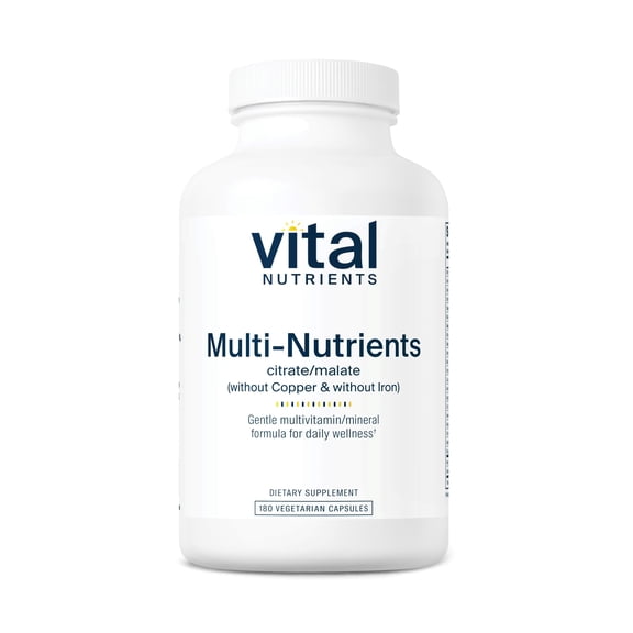 Vital Nutrients Multi-Nutrients 3|Vegetarian Multivitamin|Citrate/Malate Formula|Without Copper or Iron| Multi Vitamin, Mineral & Antioxidant Supplement| Gluten, Dairy, Soy Free|Non-GMO|180 Capsules