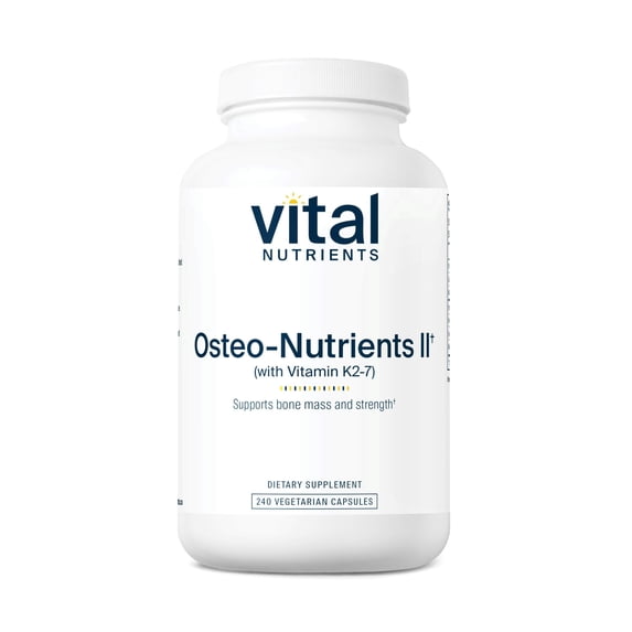 Vital Nutrients Osteo-Nutrients II | Vitamin K2 + D3, Calcium, Boron, and Magnesium for Bone Strength | Healthy Heart Support | Vegetarian Supplement | Gluten, Dairy, Soy Free | 240 Capsules