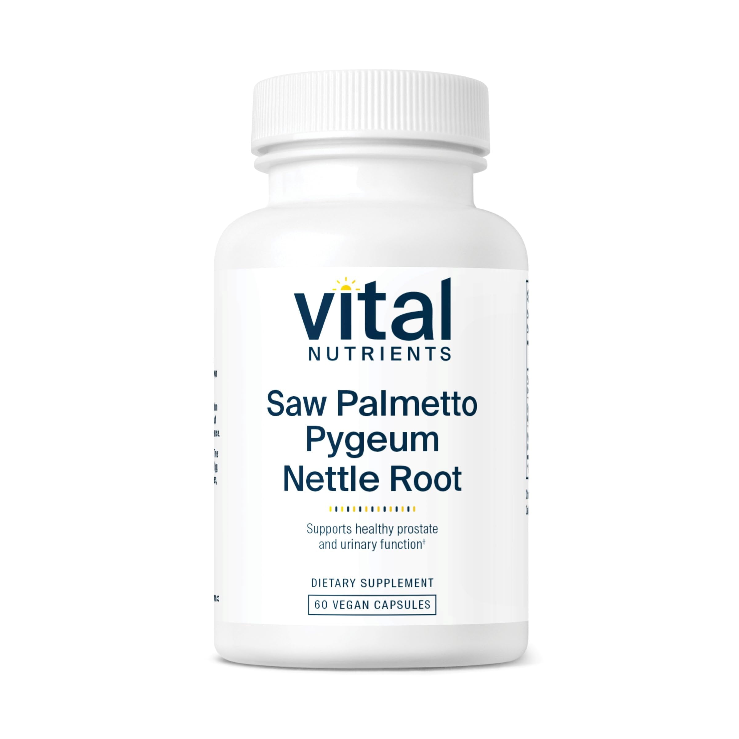 Vital Nutrients Saw Palmetto with Pygeum & Nettle Root - Vegan Saw Palmetto for Men Supports Healthy Prostate Function - Gluten, Dairy, Soy Free - 60 Capsules