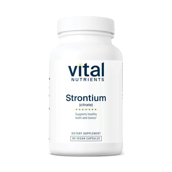 Vital Nutrients Strontium Citrate | Vegan Bone Strength Supplements | 227mg Strontium Citrate for Bone Health and Healthy Teeth | Gluten, Dairy, Soy Free | Non-GMO | 90 Capsules