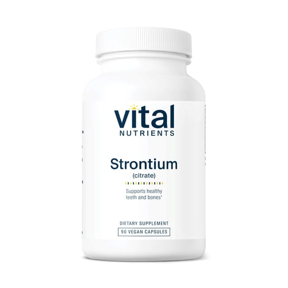 Vital Nutrients Strontium Citrate | Vegan Bone Strength Supplements | 227mg Strontium Citrate for Bone Health and Healthy Teeth | Gluten, Dairy, Soy Free | Non-GMO | 90 Capsules