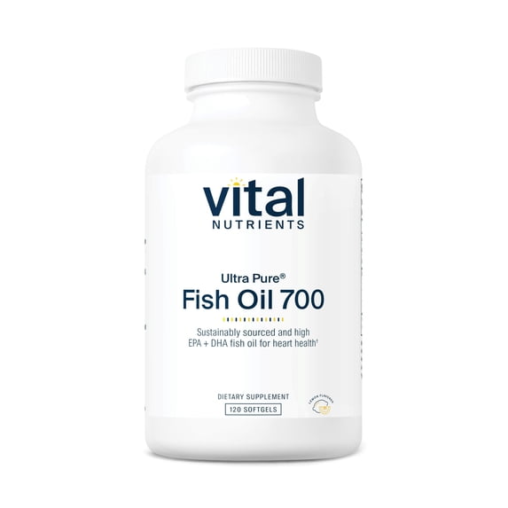 Vital Nutrients Ultra Pure Fish Oil 700 | Supports Heart, Brain, and Joint Health | Sustainably Sourced High EPA & DHA Omega-3 Fatty Acid | Lemon Flavor | Gluten, Dairy & Soy Free | 120 Softgels