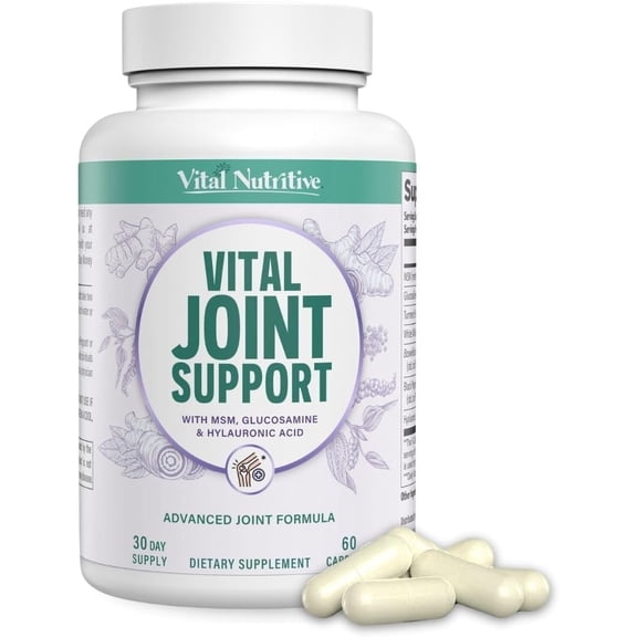 Vital Nutritive Joint Support – Daily Joint Health Supplement for Men and Women – Natural Support with Turmeric – 30-Day Supply