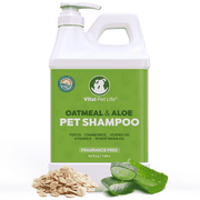 Vital Pet Life Oatmeal & Aloe Dog Shampoo with Chamomile & Jojoba Oil, Natural & Hypoallergenic, 64 oz