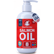 Salmon Oil for Dogs & Cats - Healthy Skin & Coat, Soft Shiny Glossy Coat, Fish Oil Omega 3 EPA DHA, Immune System & Heart Function Support, Normal Shedding, Liquid Supplement for Pets, 8 oz