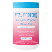 Vital Proteins Grass Fed Collagen Peptides Advanced Powder Supplement, with Hyaluronic Acid + Vitamin C, Strawberry Lemon Flavor, 10.5oz